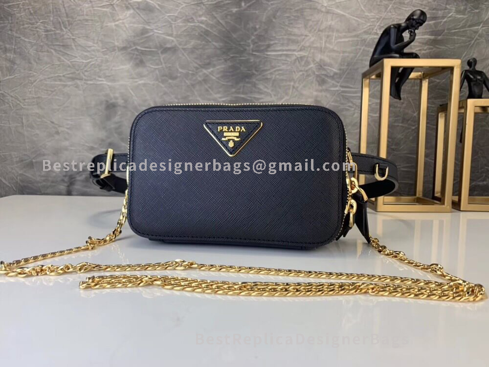 Prada Navy Blue Saffiano Leather Belt Bag GHW 019